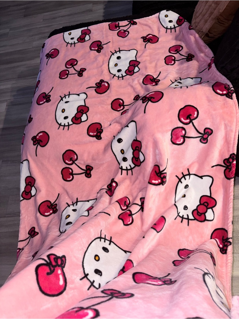 Hello Kitty Pink Cherry Plush Throw Blanket